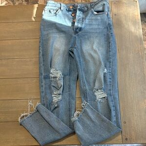 Distressed Blue Jeans